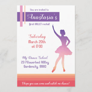 Invitación del decreto del ballet, chica púrpura