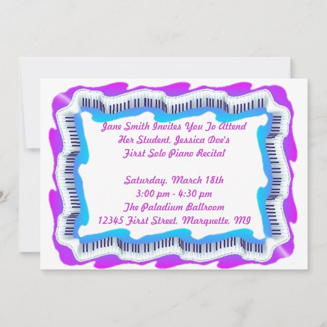 INVITACIÓN del decreto o del fiesta del piano del (Anverso)