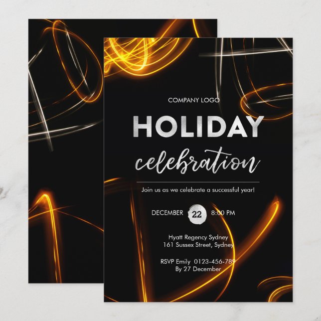 Invitación del destello de luz de fiesta de vacaci (Anverso / Reverso)