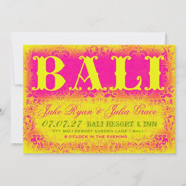 Invitación del destino de BALI (Anverso)