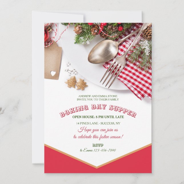 Invitación del día de boxeo para la cena de navida (Anverso)