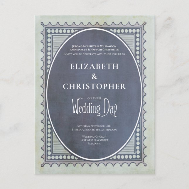 Invitación del Día de la Boda de Estampado de Post (Anverso)