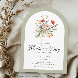 Invitación del Día de la Madre con Ramo Floral Arc