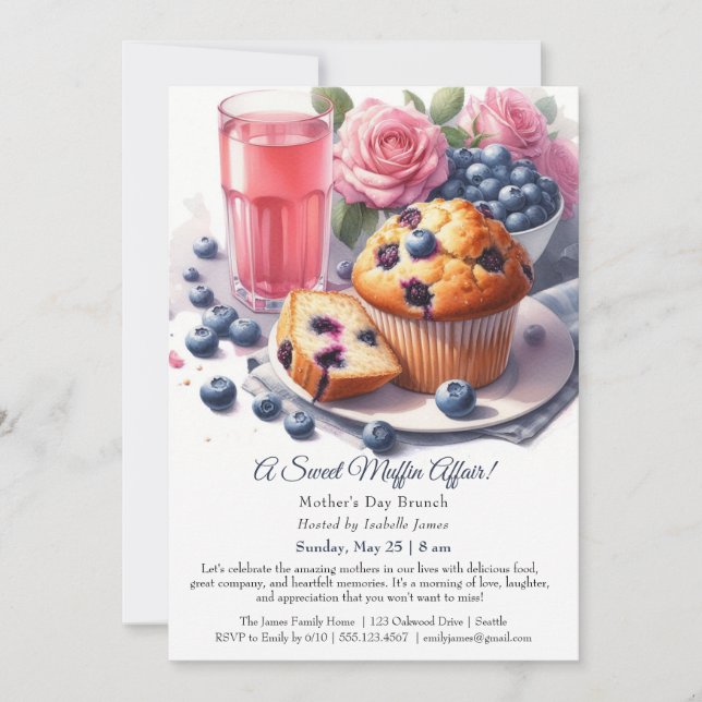 Invitación del día de la madre con tema de Cupcake (Anverso)