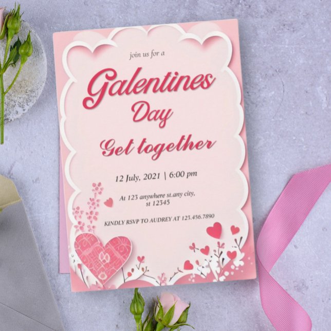 Invitación del día de las galentinas modernas roja (Subido por el creador)