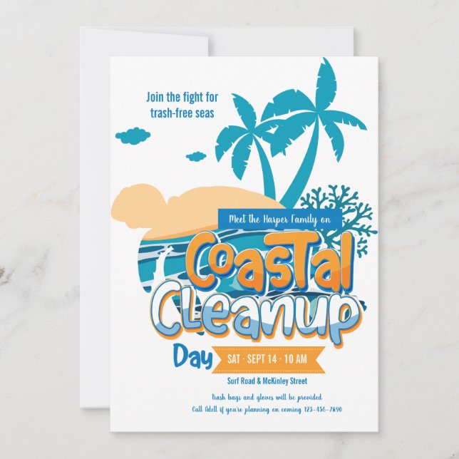 Invitación del Día de Limpieza Costera (Anverso)