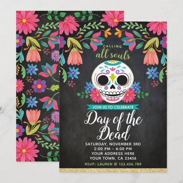Invitación del Día de los Muertos (Anverso / Reverso)