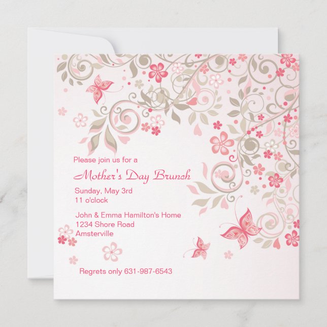 Invitación del día de madre del prado de la (Anverso)