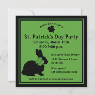 Invitación del día de Shamrock Bunny St. Patrick