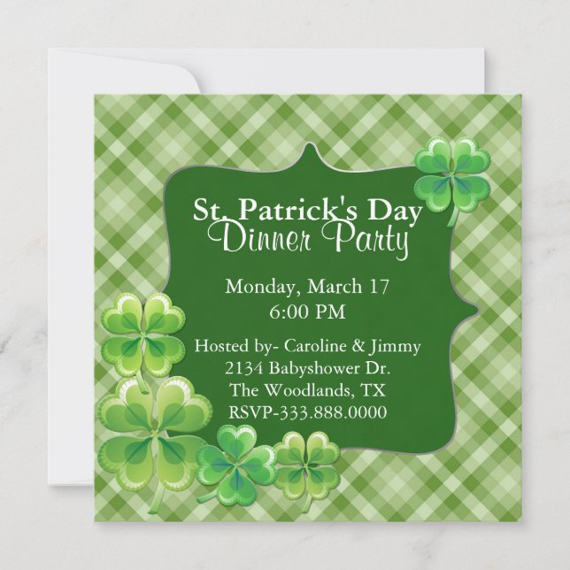 Invitación del día de St Patrick de la tela (Anverso)