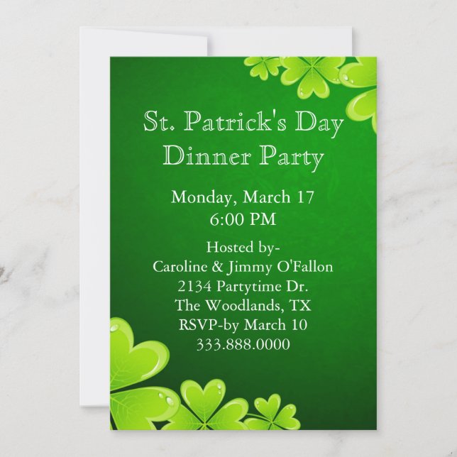 Invitación del día de St Patrick verde de los (Anverso)