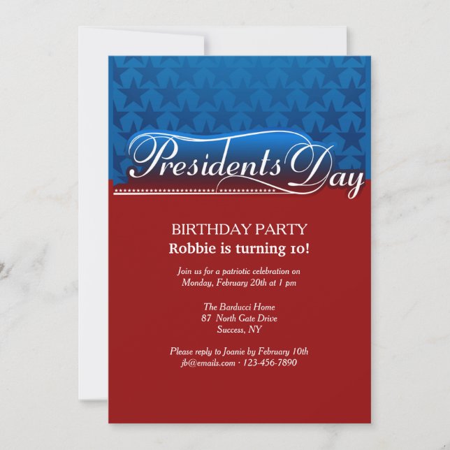 Invitación del Día del Presidente (Anverso)