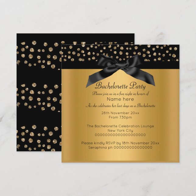 INVITACIÓN DEL DIAMANTE DE LA BACHELORETTE DE LA L (Anverso / Reverso)