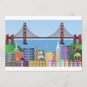 Invitación del dibujo del horizonte de la ciudad