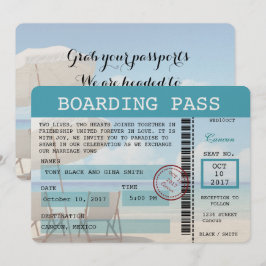 Invitación del documento de embarque de la boda de