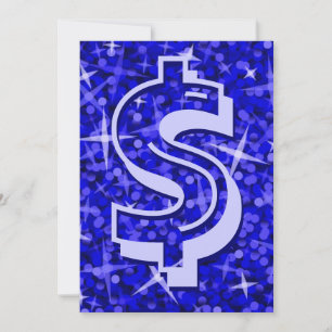 Invitación '$' del dólar azul glitz