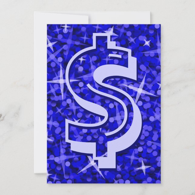 Invitación '$' del dólar azul glitz (Anverso)