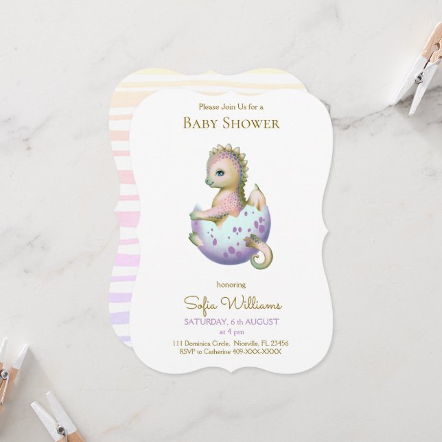 Invitación del dragón para la ducha de bebé. (Anverso/Reverso In Situ)
