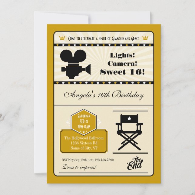 Invitación del dulce 16 de la película de (Anverso)