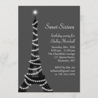 Invitación del dulce 16 de la torre Eiffel del