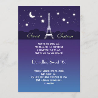 Invitación del dulce dieciséis de la torre Eiffel