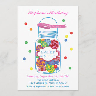 Invitación del dulce dieciséis del tarro de