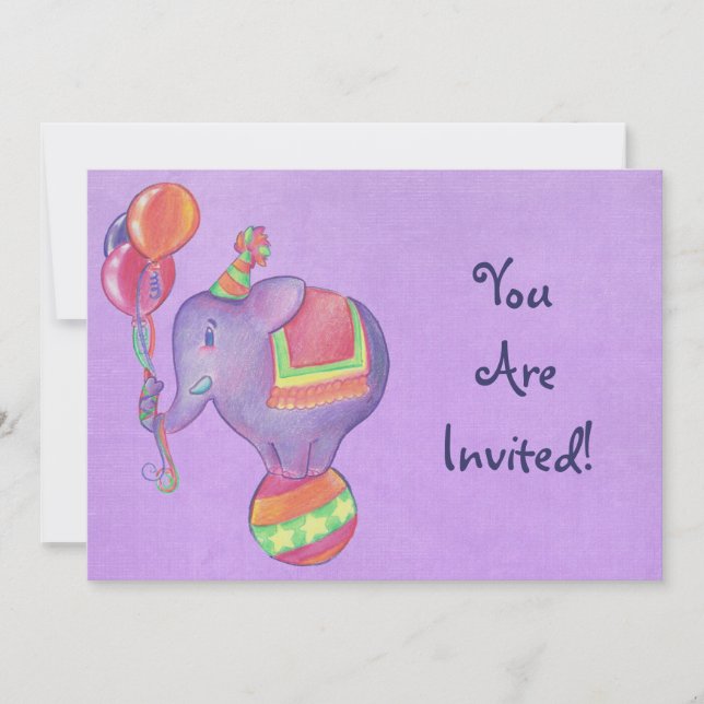 Invitación del elefante del fiesta (Anverso)