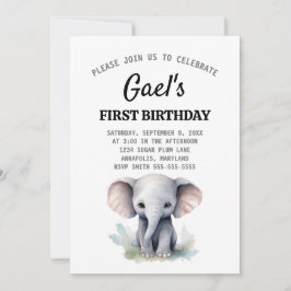 Invitación del elefante del niño de cumpleaños 1