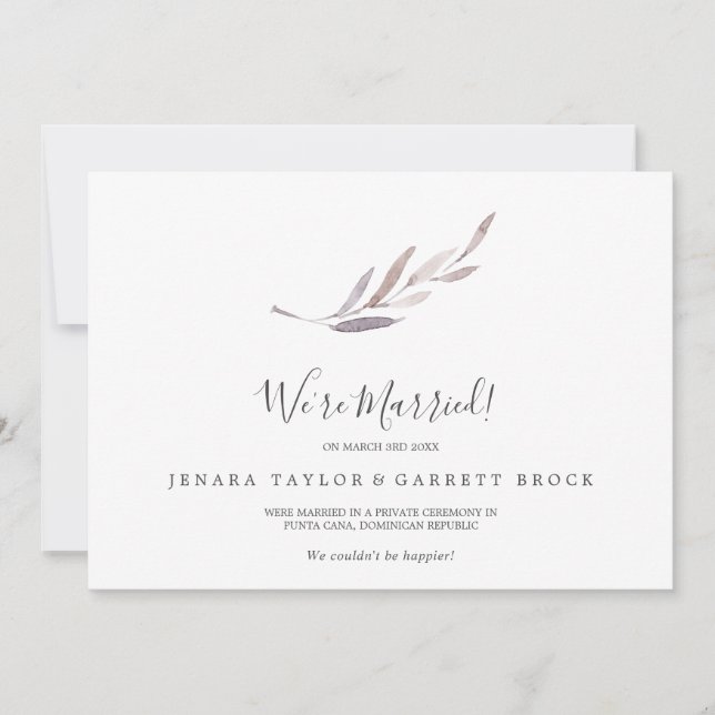 Invitación del Elopement de la vegetación de invie (Anverso)