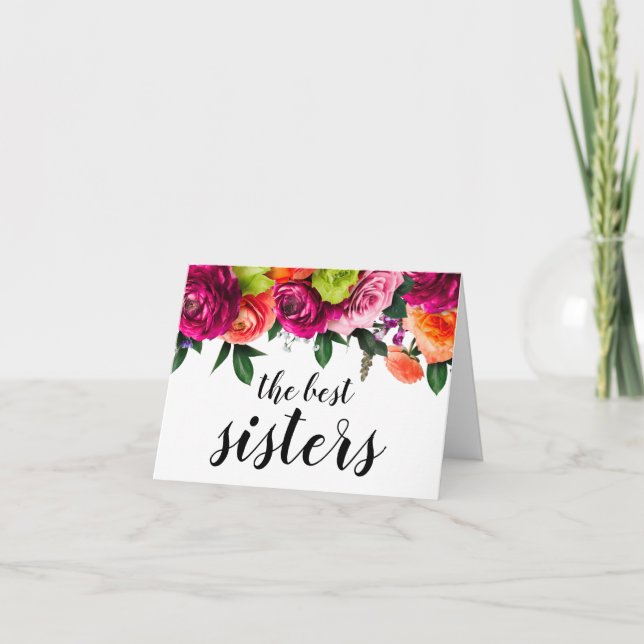 Invitación del embarazo a la hermana con flor (Anverso)