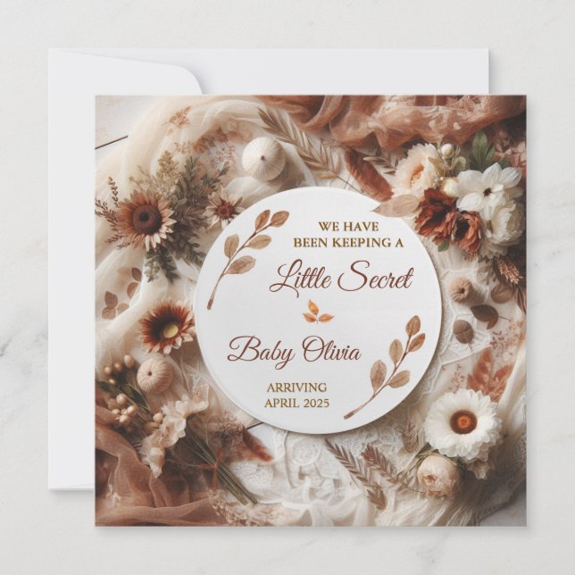 Invitación del embarazo - Boho Neutral de género (Anverso)