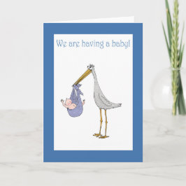 Invitación del embarazo, cigüeña y bebé