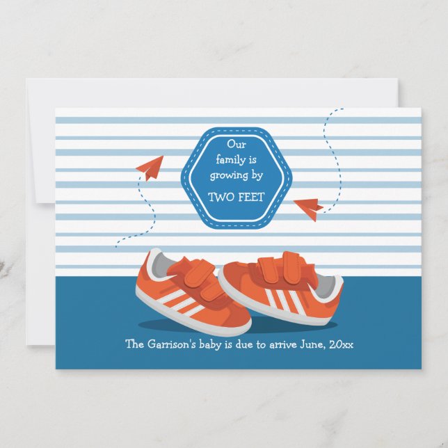 Invitación del embarazo de los zapatos del bebé (Anverso)