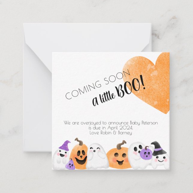 Invitación del embarazo del bebé Halloween linda c (Anverso)