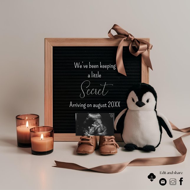 Invitación del embarazo en boho pingüino plushie (Subido por el creador)