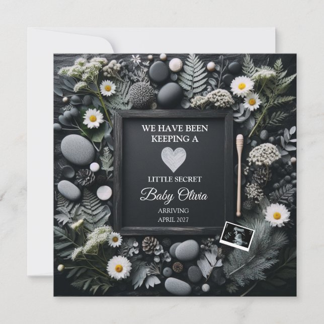 Invitación del embarazo en el Boho negro con Sonog (Anverso)