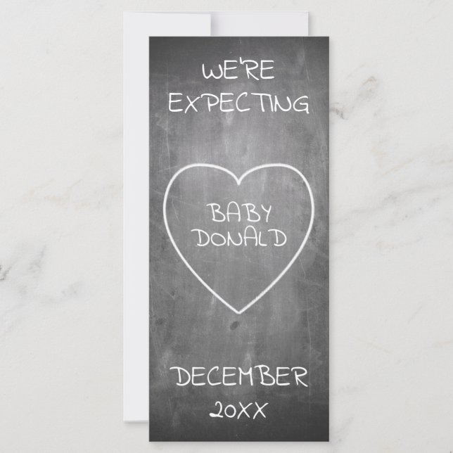 Invitación del embarazo en forma de pizarra (Anverso)