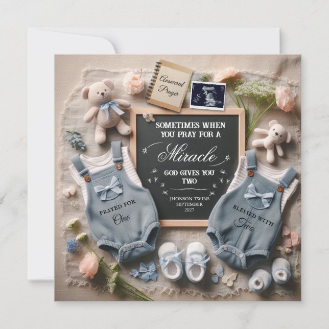 Invitación del embarazo gemelo | Esperando gemelos (Anverso)