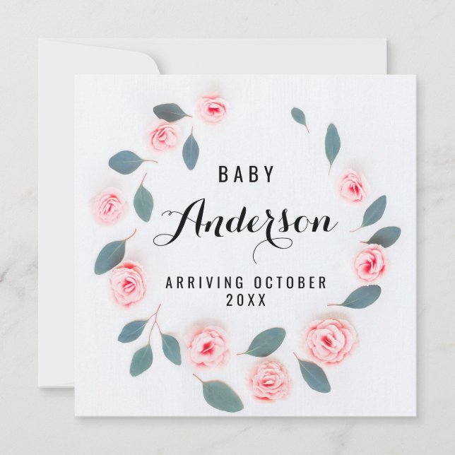Invitación del embarazo - Wreath rosa de la vegeta
