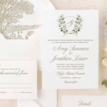 Invitación del Escudo de acuarela Magnolia Boda