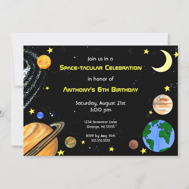 Invitación del espacio exterior de la diversión (Anverso)