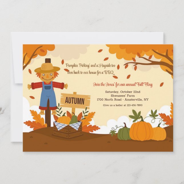 Invitación del espantapájaros sonriente (Anverso)