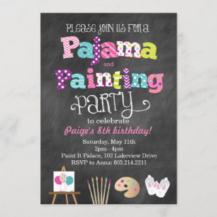 Invitación del estilo del pijama y de la pizarra
