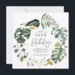 Invitación del fiesta de 30 años de follaje acuáti<br><div class="desc">Invitación a la fiesta de cumpleaños número 30 del follaje botánico acuarela. Hermosas acuarelas florales estampadas a mano y texto de escritura moderno. Parte de una colección de fiestas.</div>