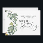 Invitación del fiesta de 30 años de follaje acuáti<br><div class="desc">Invitación a la fiesta de cumpleaños número 30 del follaje botánico acuarela. Hermosas acuarelas florales estampadas a mano y texto de escritura moderno. Parte de una colección de fiestas.</div>