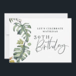 Invitación del fiesta de 30 años de follaje acuáti<br><div class="desc">Invitación a la fiesta de cumpleaños número 30 del follaje botánico acuarela. Hermosas acuarelas florales estampadas a mano y texto de escritura moderno. Parte de una colección de fiestas.</div>