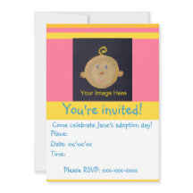 Invitación del Fiesta de adopción amarillo rosado