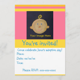 Invitación del Fiesta de adopción amarillo rosado