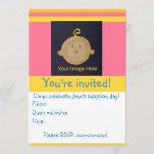 Invitación del Fiesta de adopción amarillo rosado