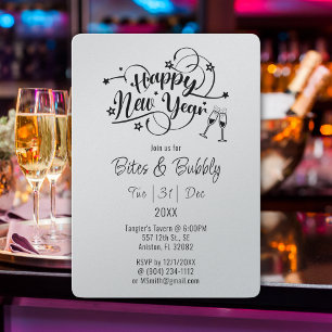 Invitación del Fiesta de Año Nuevo de tipo Negro